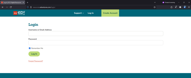The login page for the Digital Resource Portal is blue and green.